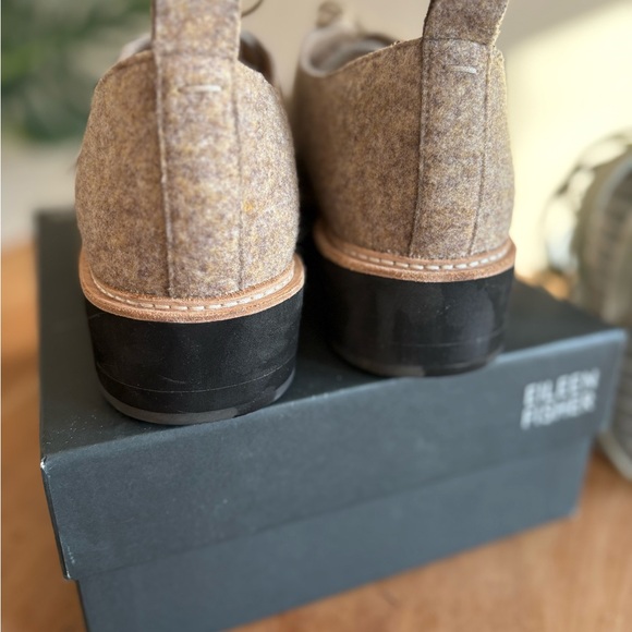 Eileen Fisher NIMS Felt Oatmeal Oxfords W11 • LIKE NIB • new dust bag included - Picture 6 of 17